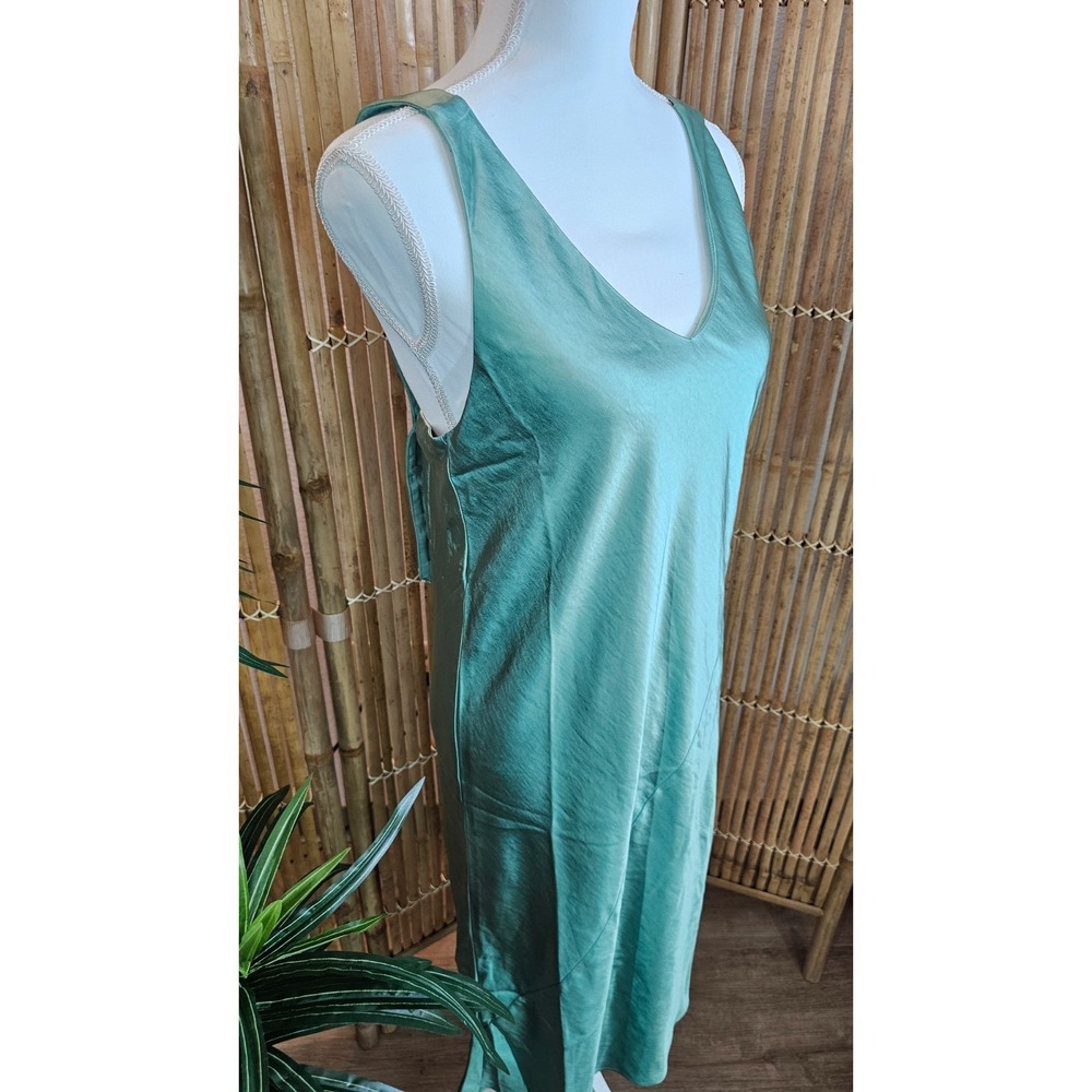 Wildfang The Empower Adjustable satin slip dress in sage size SMALL NWT - Picture 4 of 16